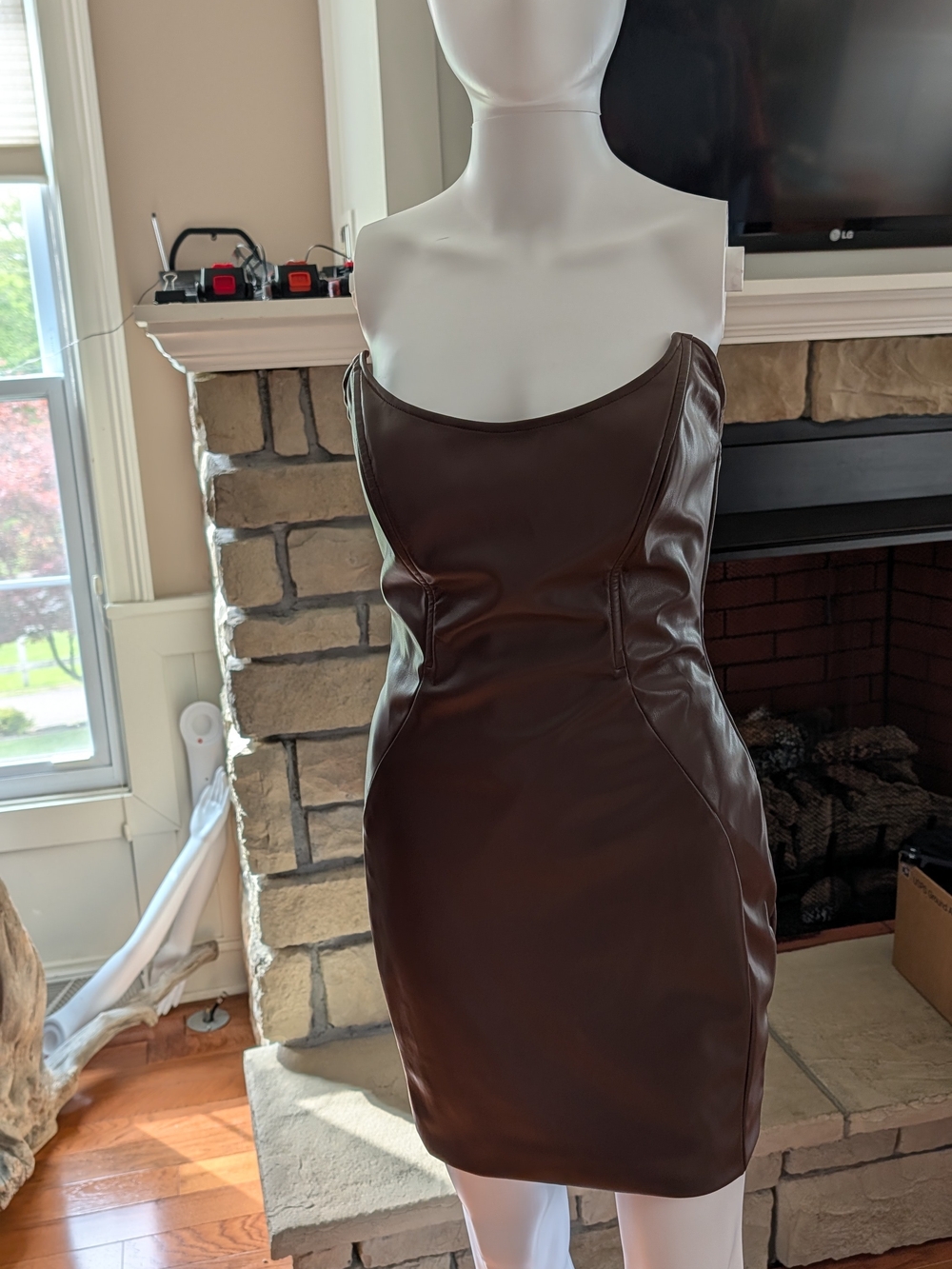 Fashion Nova Brown Faux Leather Mini Dress - Picture 2 of 6